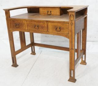 Appraisal: Mission Oak Arts Crafts Desk HARVEY ELLIS Styl Mission Oak