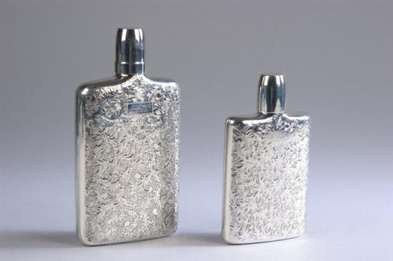 Appraisal: TWO STERLING SILVER HIP FLASKS silver standard mark The reverse