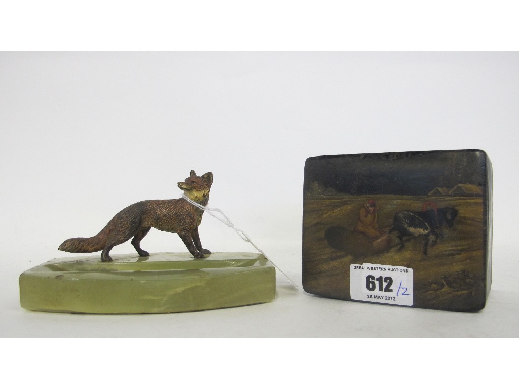 Appraisal: Russian lacquer box depicting a horse pulling a sled and