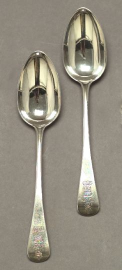 Appraisal: Good Pair of George III Sterling Silver Fiddle Tablespoons London