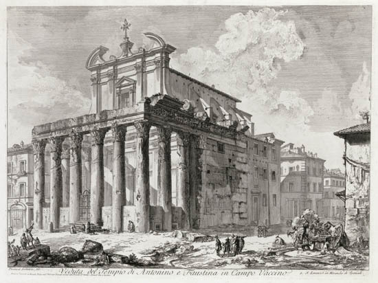 Appraisal: GIOVANNI B PIRANESI Veduta del Tempio della Fortuna Virile Etching