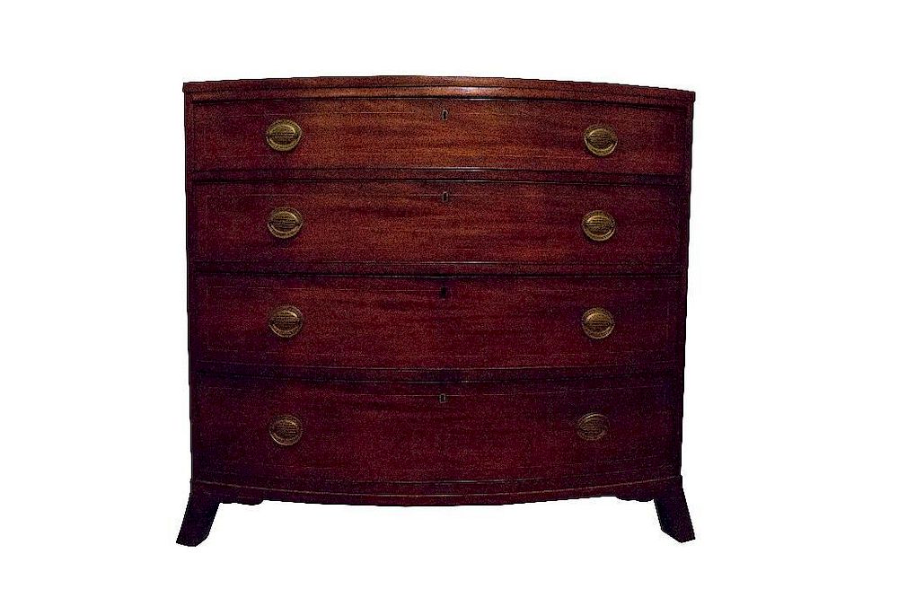 Appraisal: American Hepplewhite Bowfront Chest Drawers American Hepplewhite Four Drawer Bowfront