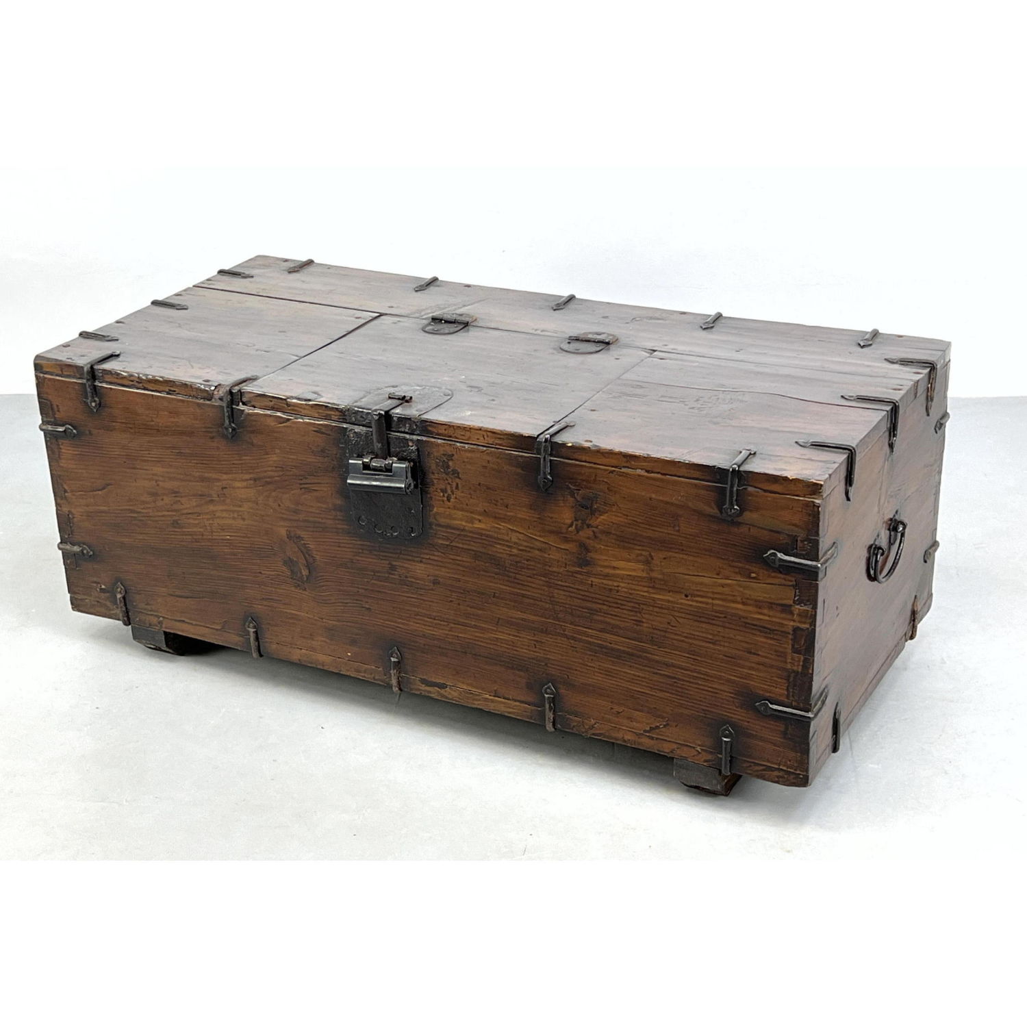 Appraisal: Antique Korean bandaji Wood Chest Trunk Iron Joints and Hardware