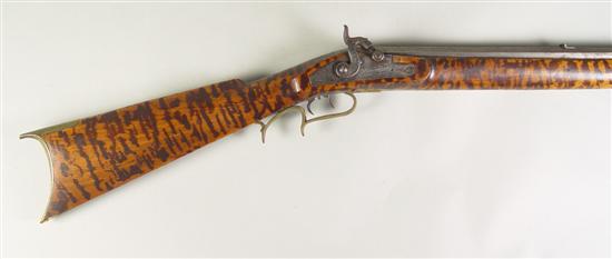 Appraisal: Half Stock Mountain Rifle with Faux Tiger Maple Stock Lock