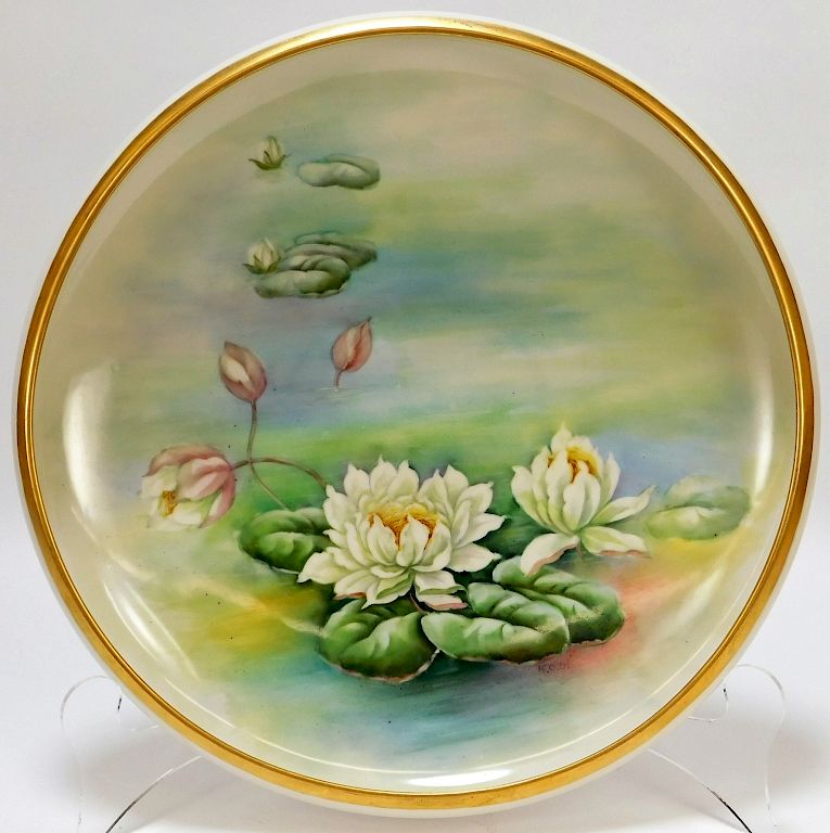 Appraisal: American Belleek Porcelain White Water Lilies Bowl United States Early