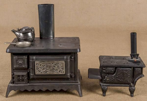 Appraisal: Two cast iron and nickel toy stoves to include a