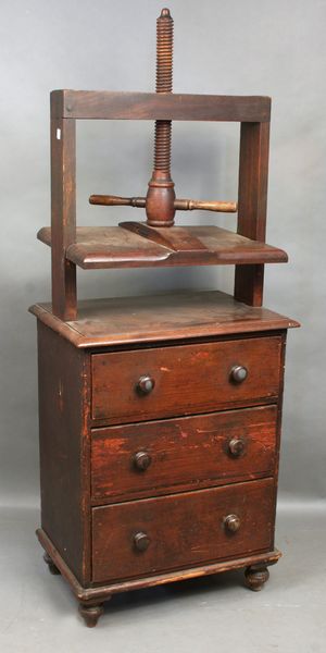 Appraisal: Circa three-drawer bookpress EST