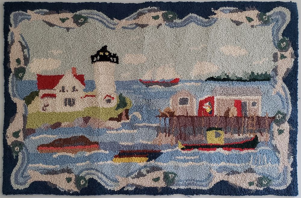 Appraisal: Vintage Claire Murray Hooked Rug Coastal Fisherman Vintage Claire Murray