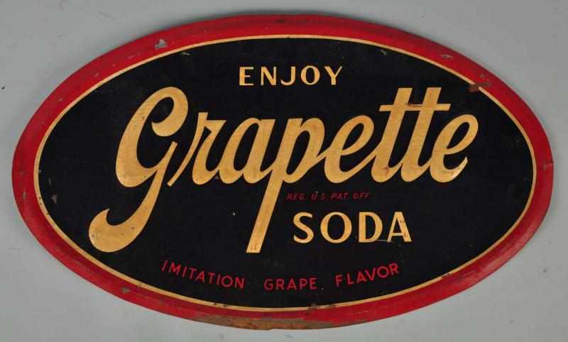 Appraisal: Embossed Tin s Grapette Soda Sign Description Some edge rust