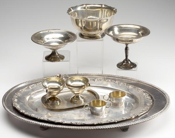 Appraisal: STERLING AND SILVERPLATE Ten pieces including sterling sugar and creamer