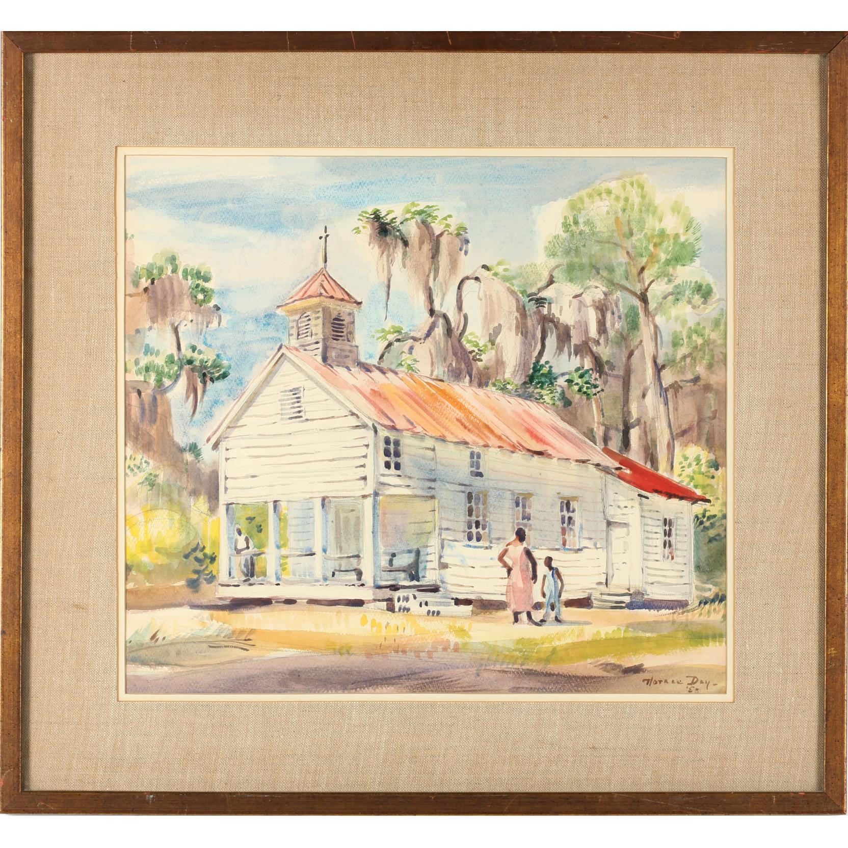 Appraisal: Horace Day VA SC - Southern Church watercolor on paper