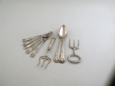 Appraisal: A Victorian ham fork with oval handle by Edward Hutton