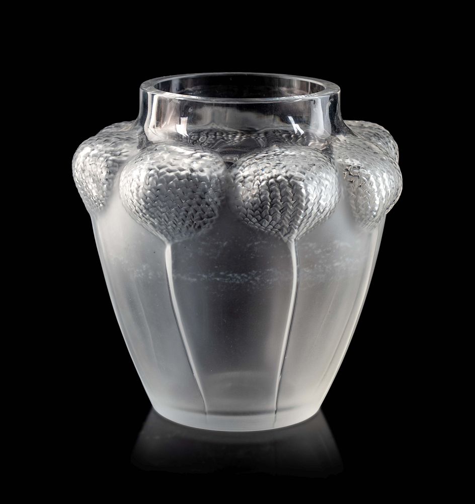 Appraisal: A Lalique Molded and Frosted Glass Bali Vase A Lalique