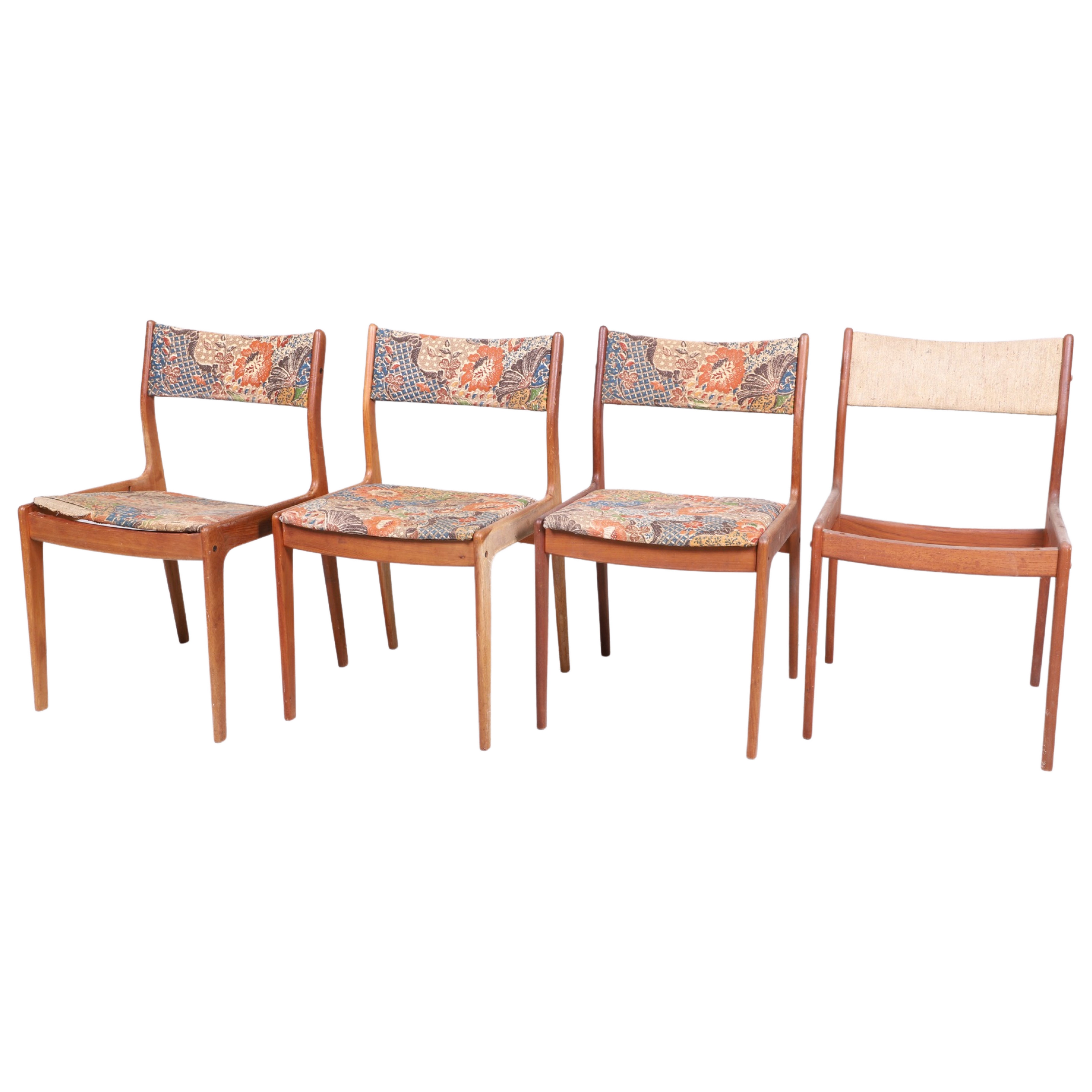 Appraisal: Johannes Andersen for Uldum Mobelfabrik Modern teak side chairs upholstered