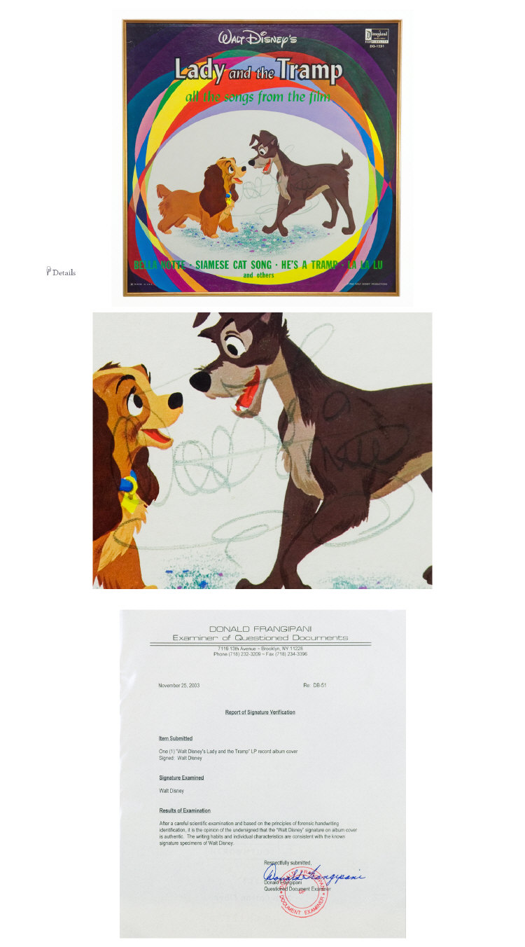 Appraisal: Walt Disney's Lady and the Tramp with the Signature of