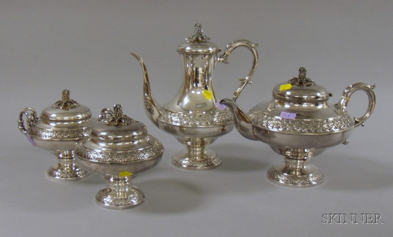 Appraisal: British Four-Piece Silver Plate Tea and Coffee Service ht to