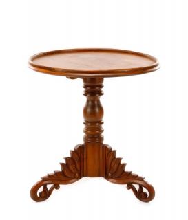 Appraisal: Continental Transitional Cherry Wood Tripod Table Continental likely French early