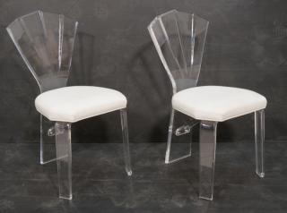 Appraisal: Pr HILL Style Lucite Modern Side Chairs Shaped f Pr