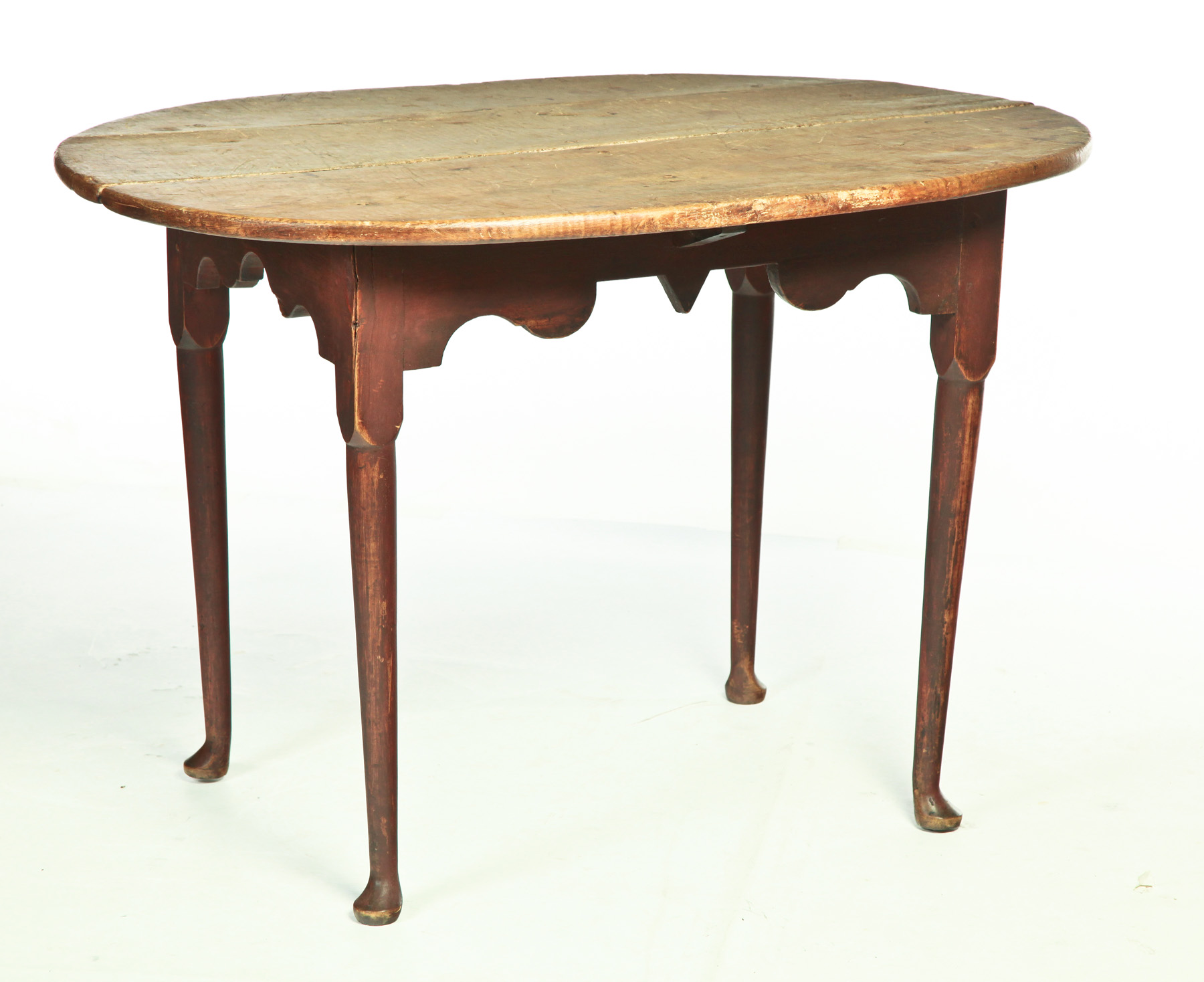 Appraisal: AMERICAN QUEEN ANNE-STYLE TABLE Pine base with old red and