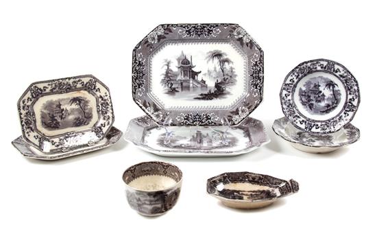 Appraisal: Sale Lot A Collection of Black and White Ironstone Transferware