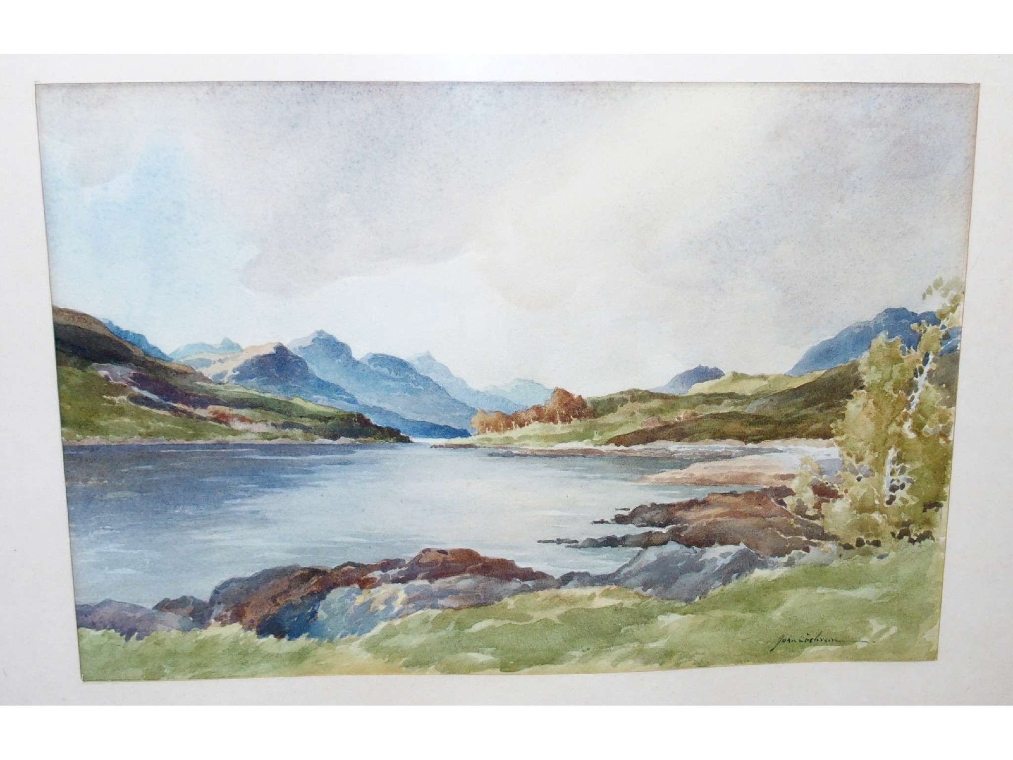 Appraisal: JOHN COCHRAN Flickering Lights Loch Long signed watercolour