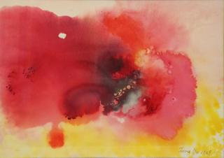 Appraisal: TSENG YU Marlene Abstract Expressionist Watercolor on Paper Untitled Signed