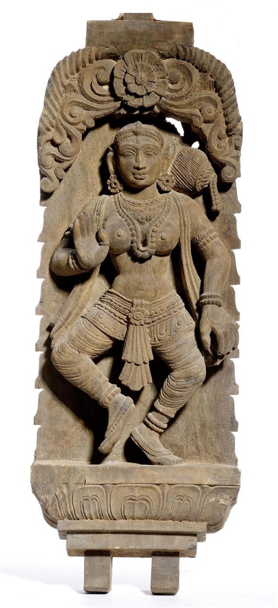 Appraisal: AN INDIAN DANCER India th c height cm Carved wood