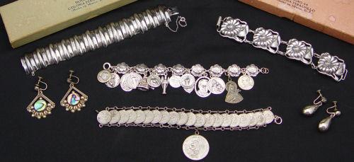 Appraisal: ESTATE LOT OF MEXICAN SILVER JEWELRY To include four bracelets