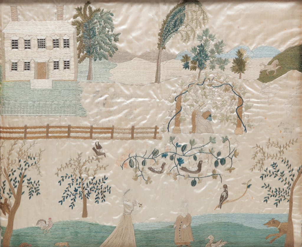 Appraisal: Most likely English silk on silk Exceptional detail including mother