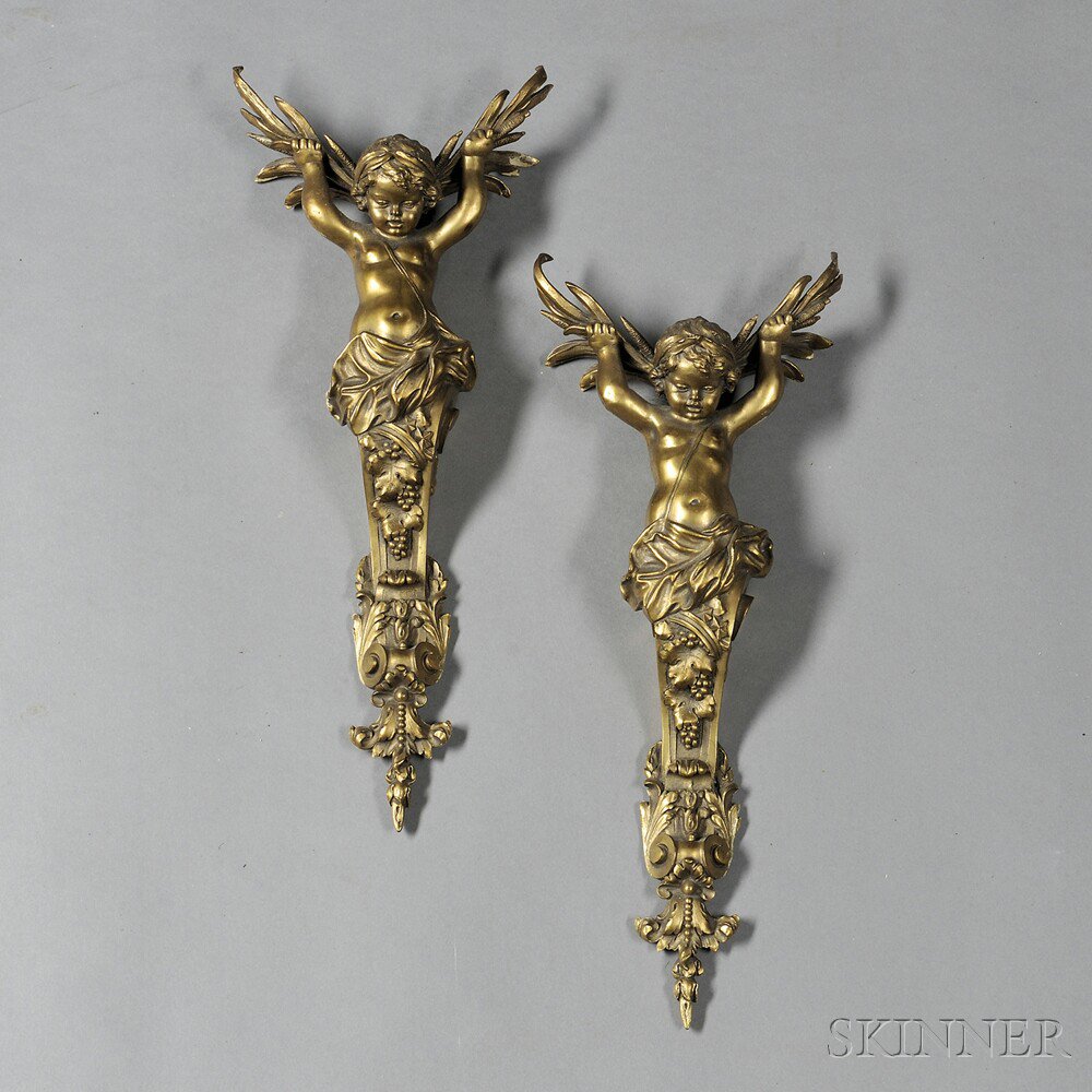 Appraisal: Pair of Bronze Sconce Mounts France th century each cast