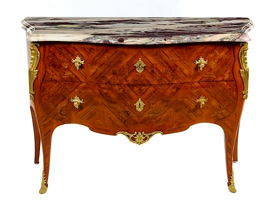 Appraisal: A Louis XV Gilt Bronze Mounted Marquetry Commode Height x