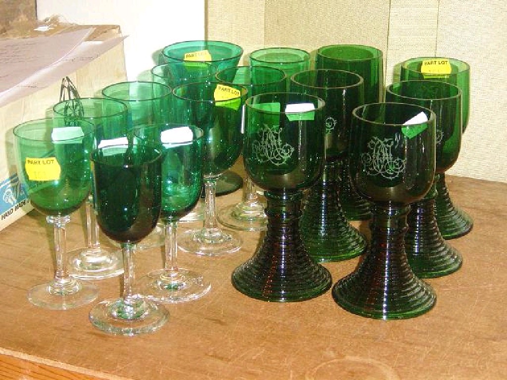 Appraisal: A collection of th and th century green glass drinking