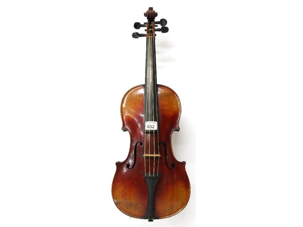 Appraisal: Early th century German Stradivari copy violin cm