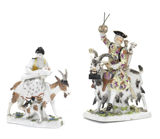 Appraisal: Two Meissen figures of the tailor and the tailor's wife