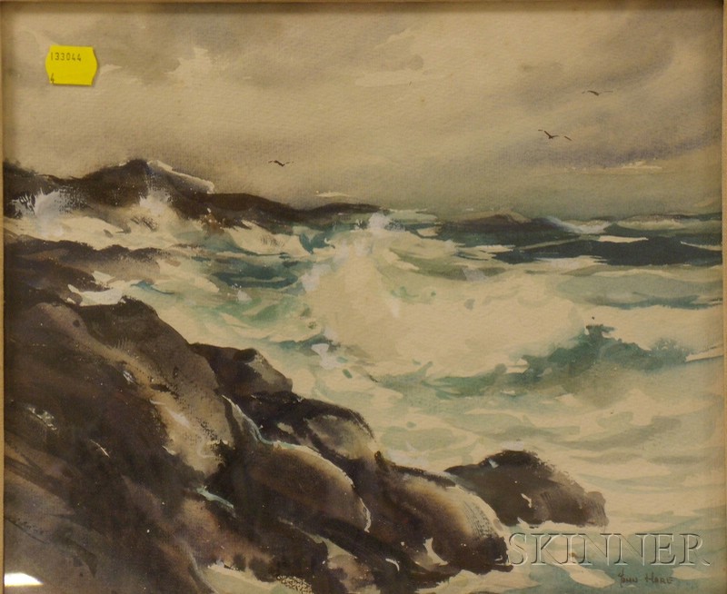 Appraisal: Framed Watercolor on Paper Coastal Landscape by John Cuthbert Hare