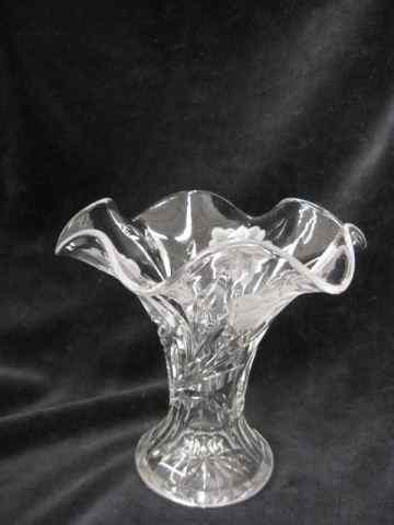 Appraisal: Hawkes Gravic Cut Glass Vase floral signed ''Gravic Glass'' ''