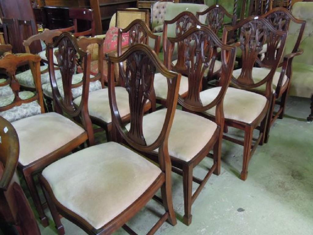 Appraisal: A set of eight reproduction mahogany dining chairs in the