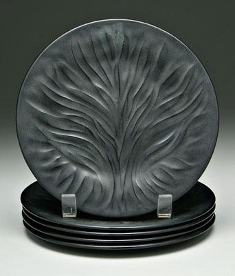 Appraisal: Five Lalique plates black amethyst glass with tree designs in