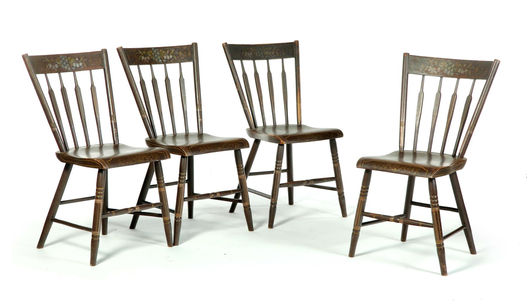 Appraisal: SET OF FOUR PAINTED FULL-ARROWBACK CHAIRS American nd quarter- th