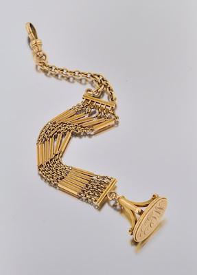 Appraisal: A k Gold Watch Fob With Chain k yellow gold