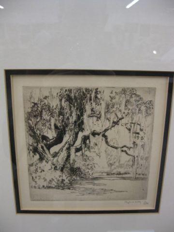 Appraisal: Alfred Heber Hutty Etching landscape with Spanish moss in tree