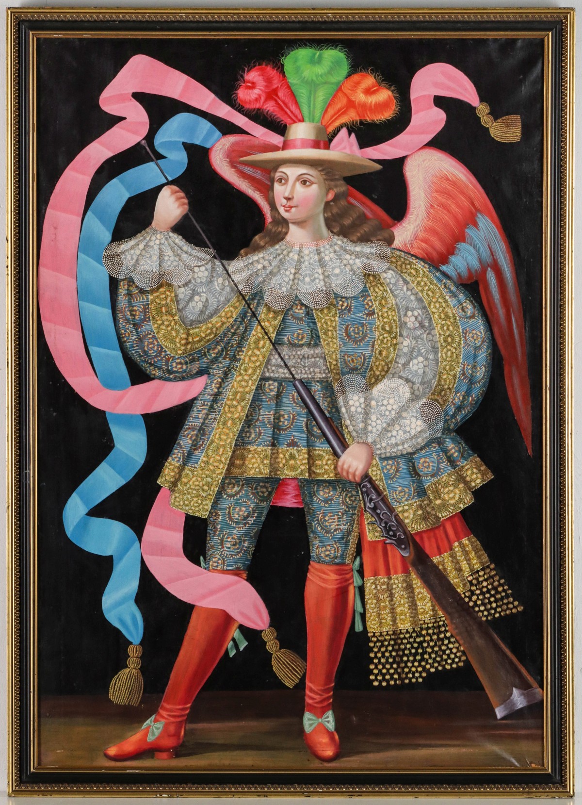 Appraisal: A C CUZCO SCHOOL PAINTING OF ARCHANGEL ARCABUCERO Third quarter