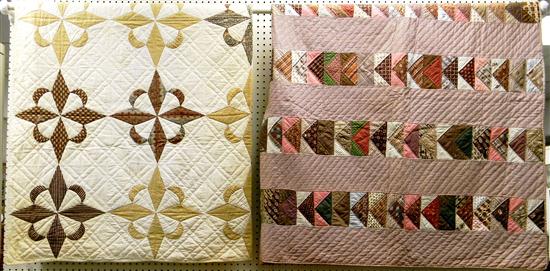 Appraisal: Two pieced cotton patchwork quilts one with a polychrome diamond