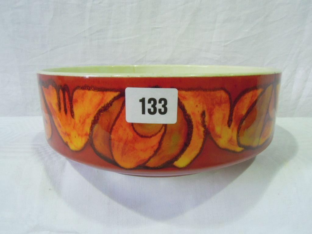 Appraisal: A large Poole Delphis straight sided bowl number with orange