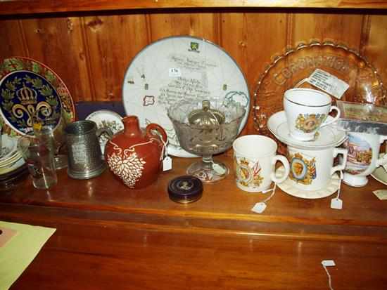 Appraisal: A SHELF OF COLLECTABLE ROYAL MEMORABILIA GLASS WARE PLATTERS ETC