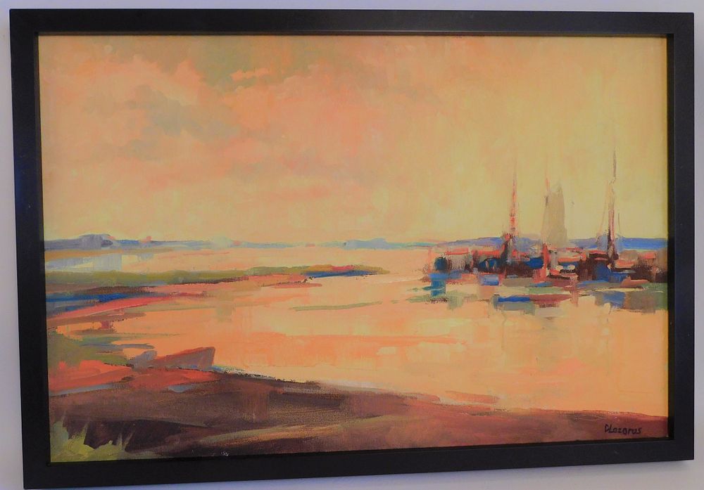 Appraisal: DAVID LAZARUS NANTUCKET PAINTING Large luminist oil painting of a