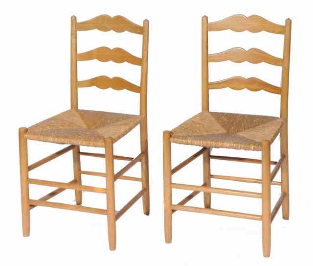 Appraisal: A SET OF SIX ASHWOOD LADDER BACK DINING CHAIRS with