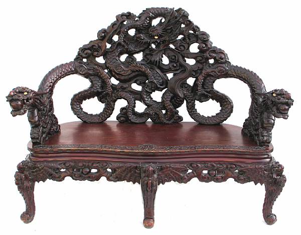 Appraisal: A Chinese carved settee height in width ft in depth