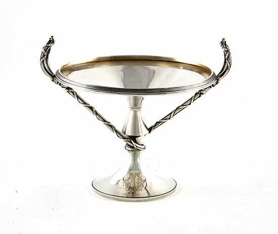 Appraisal: Gorham Aesthetic Movement coin silver compote Rhode Island circa shallow