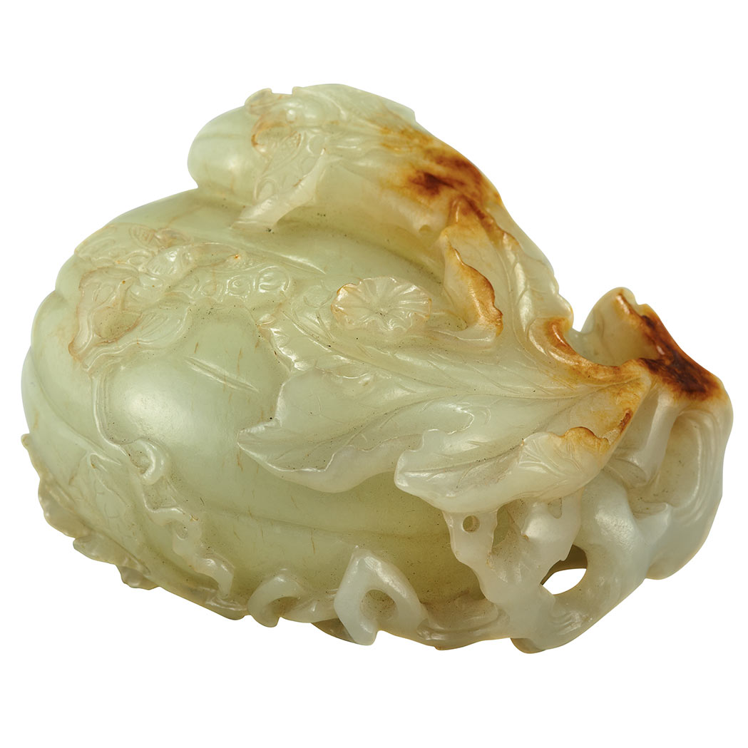 Appraisal: Chinese White Jade Gourd Group Qianlong Period Carved as a